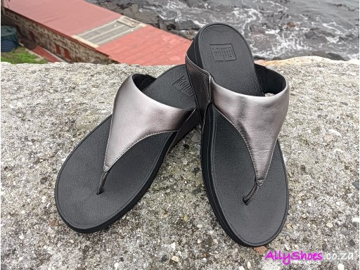Fitflop, Lulu Leather Toe Post, Pewter (size UK 9 only)
