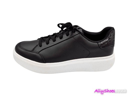 Fitflop, RTG Sequin-Backtab Leather Sneaker, Black Fitflop, RTG Sequin-Backtab Leather Sneaker, Black