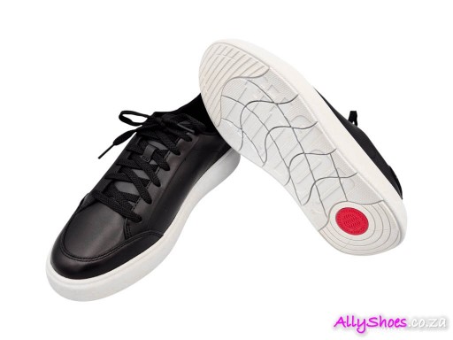 Fitflop, RTG Sequin-Backtab Leather Sneaker, Black Fitflop, RTG Sequin-Backtab Leather Sneaker, Black