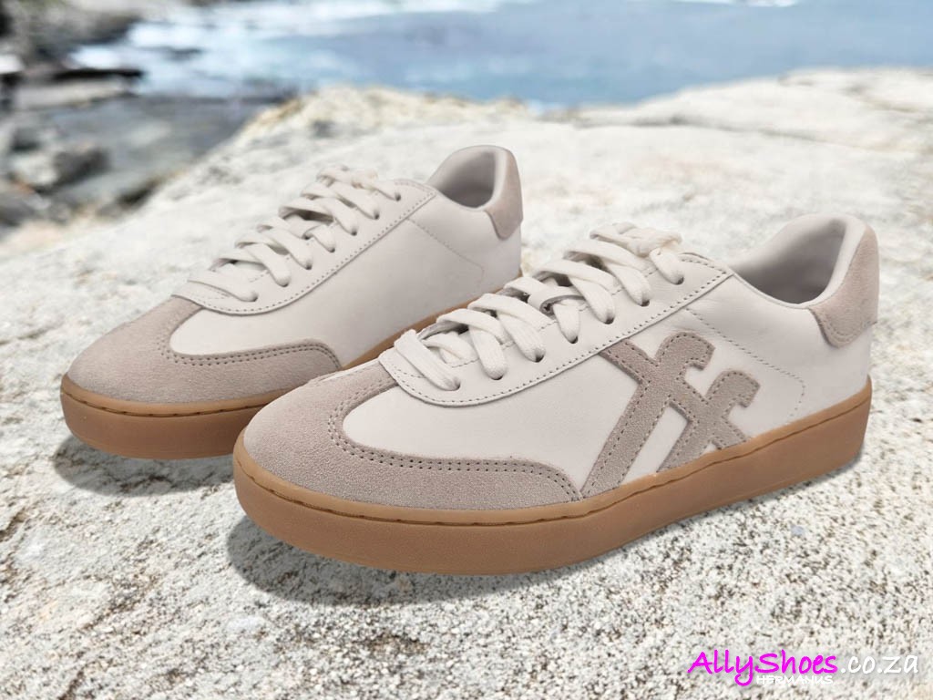 Fitflop, The Dash T-Toe Leather/Suede Sneakers, Urban White Mix