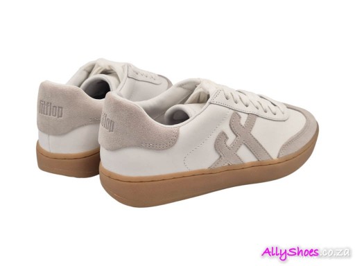 Fitflop, The Dash T-Toe Leather/Suede Sneakers, Urban White Mix