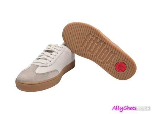 Fitflop, The Dash T-Toe Leather/Suede Sneakers, Urban White Mix