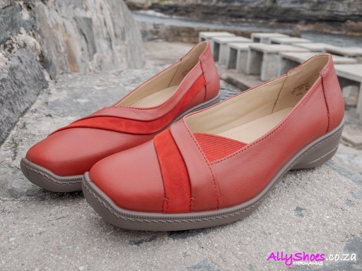 Hotter, Serenity, Cherry Red Multi, Leather & Nubuck