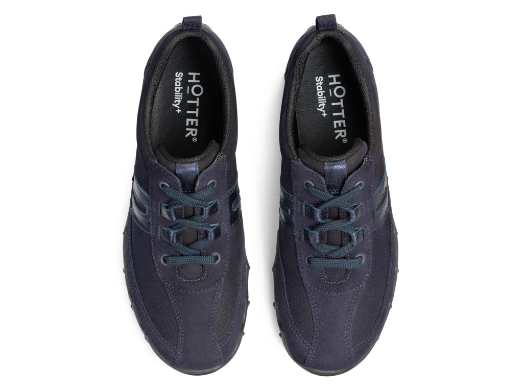 Hotter, Leanne II, Navy, Nubuck & Suede Ally Shoes Hermanus