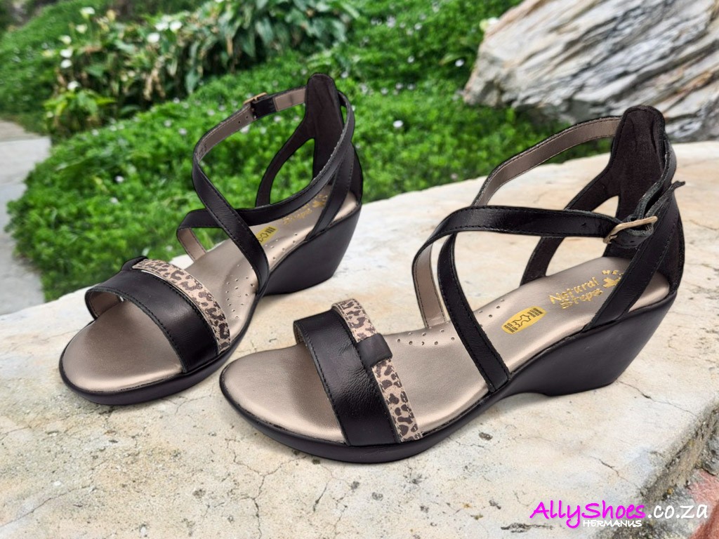 Natural Steps, 536, Black/Gold Leopard